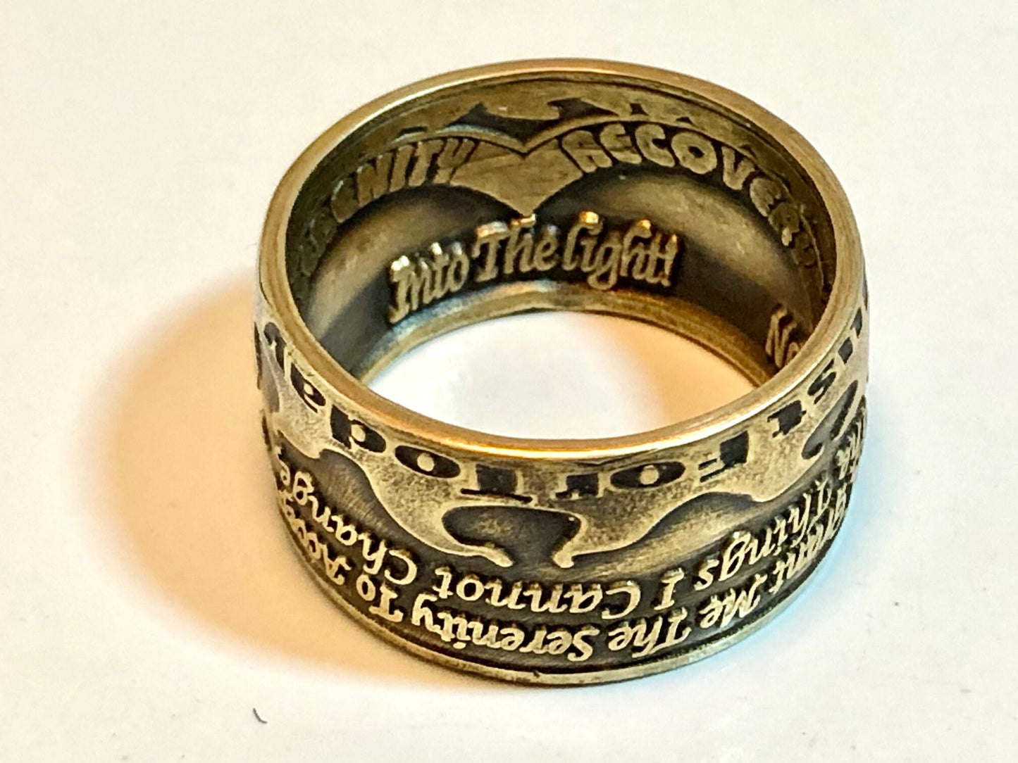 Addiction Coin Ring Serenity Prayer Drugs Alcohol Abuse Sober Recovery Ring Personal Jewelry Ring Gift For Friend Coin Ring Gift For Him Her