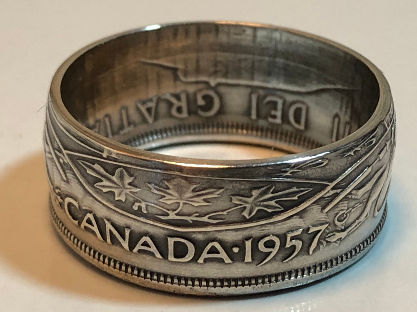 Canada Ring Silver 50 Cent Piece Canadian Coin Ring Handmade Personal Jewelry Ring Gift For Friend Gift For Him Her World Coin Collector