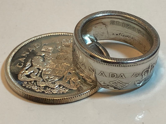 Canada Coin Ring Silver 50 Cent Piece Canadian Charm Personal Jewelry Ring Gift For Friend Coin Ring Gift For Him Her World Coin Collector