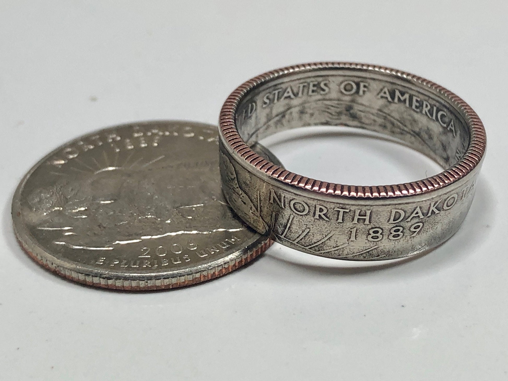 North Dakota Ring State Quarter Coin Ring Hand Made