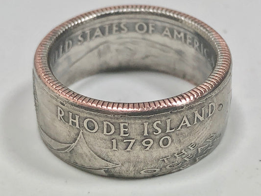 Rhode Island Ring State Quarter Coin Ring Hand Made