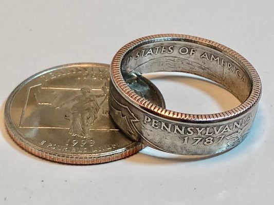 Pennsylvania Ring State Quarter Coin Ring - Hand Made