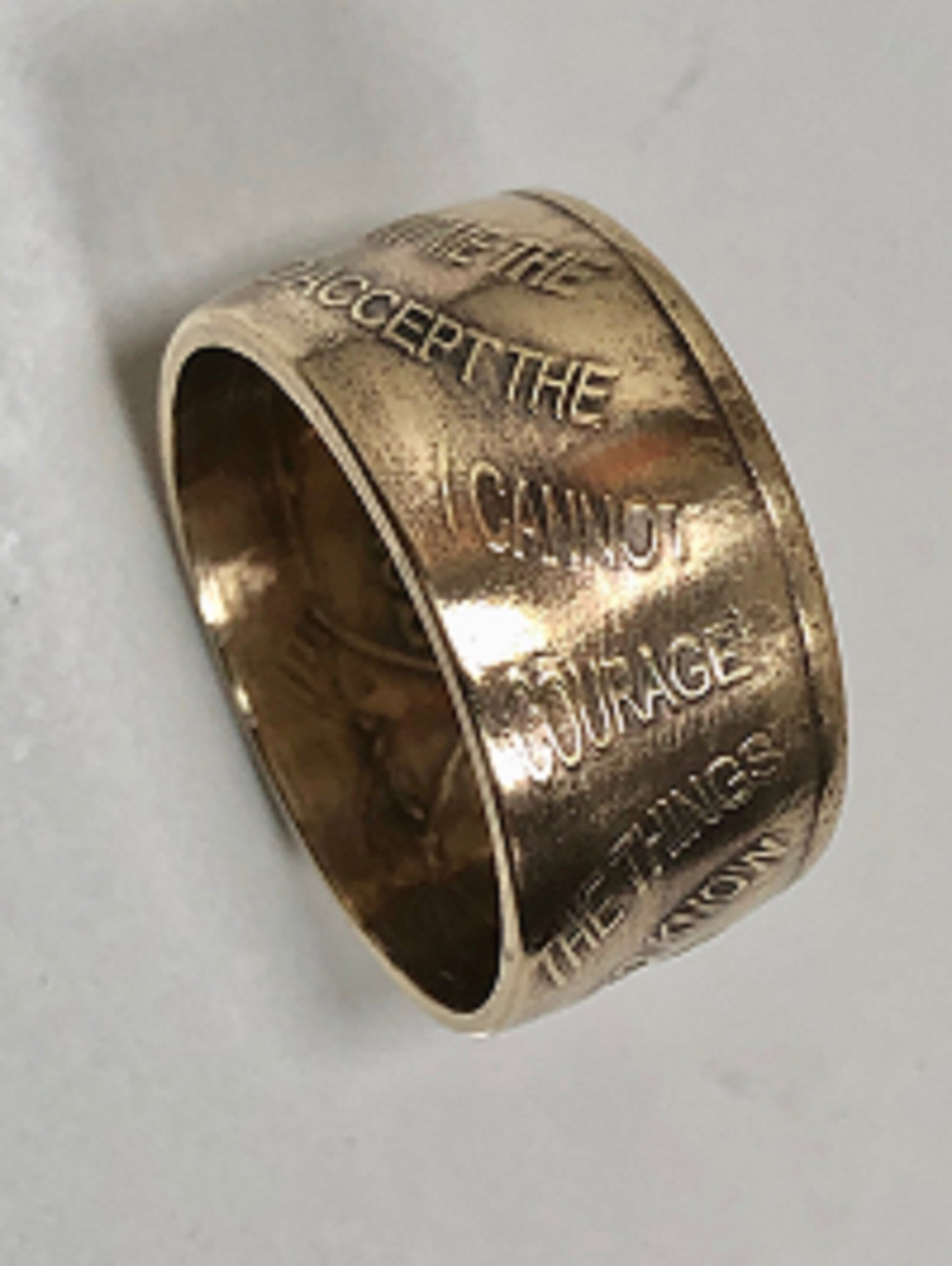 Sobriety Ring AA Coin Ring - Addiction Ring Coin Ring - Serenity Prayer Drugs and Alcohol abuse Sober Recovery Rings Hand Made to Order