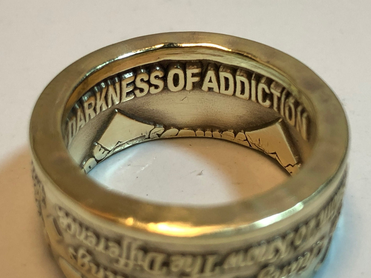 Addiction Coin Ring Ladies Serenity Prayer Drugs Alcohol Abuse Sober Recovery Ring Personal Jewelry Ring Gift Friend Ring Gift For Her Him