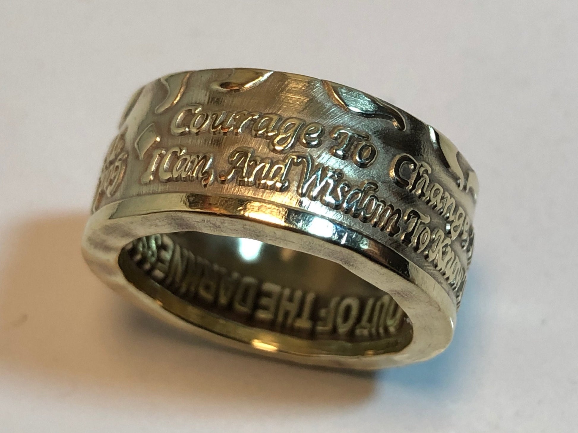 Addiction Coin Ring Ladies Serenity Prayer Drugs Alcohol Abuse Sober Recovery Ring Personal Jewelry Ring Gift Friend Ring Gift For Her Him