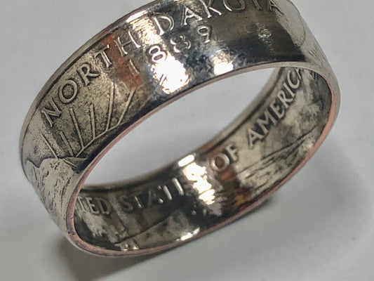 North Dakota Ring State Quarter Coin Ring Hand Made
