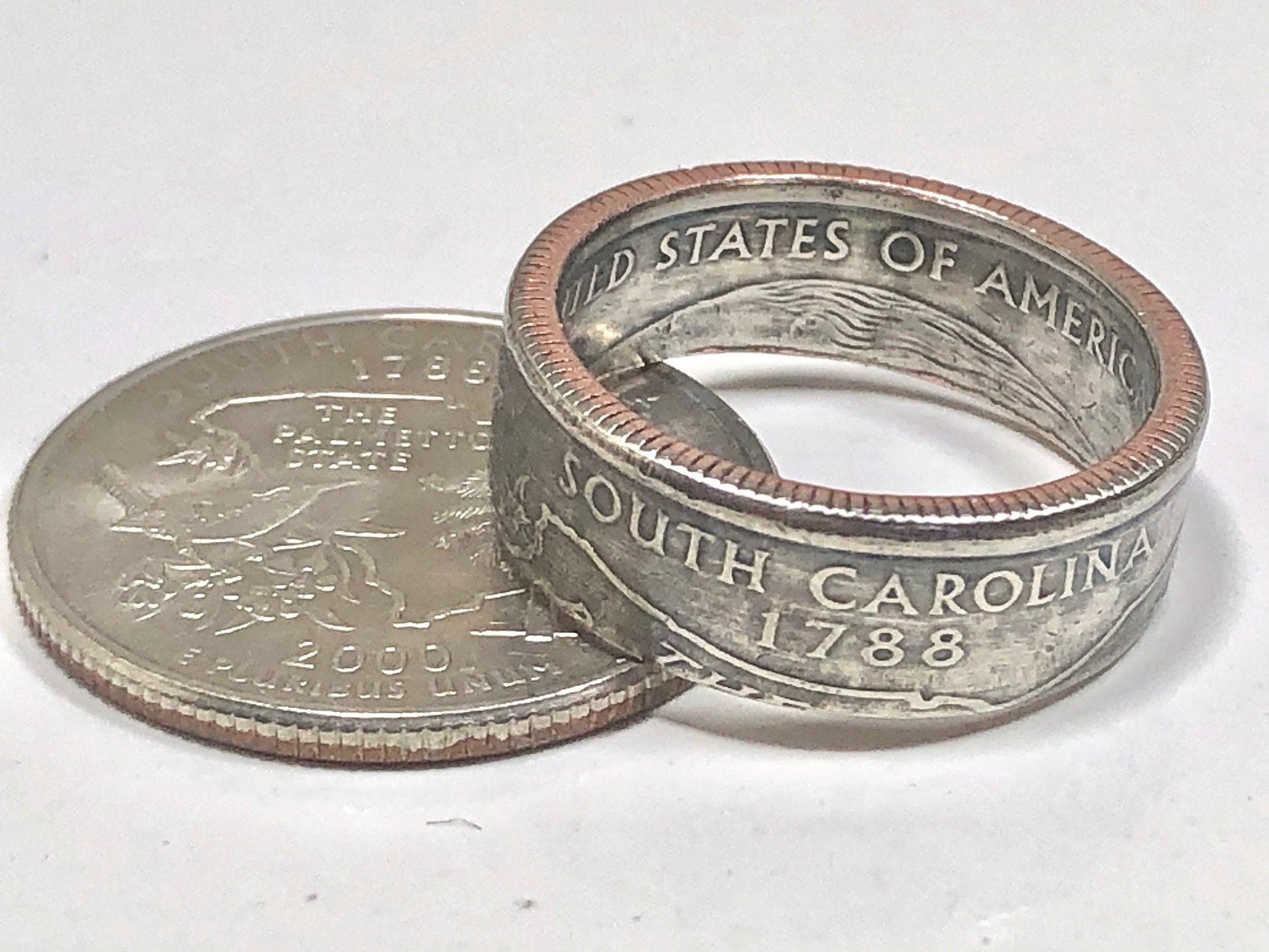 South Carolina Ring State Quarter Coin Ring - Hand Made