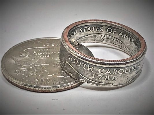 South Carolina Ring State Quarter Coin Ring - Hand Made