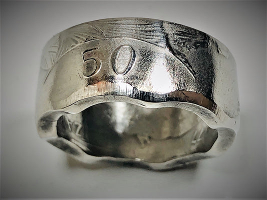 Britain Ring 50 New Pence England British Coin Ring Personal Jewelry Ring Gift For Friend Coin Ring Gift For Him Her World Coin Collector