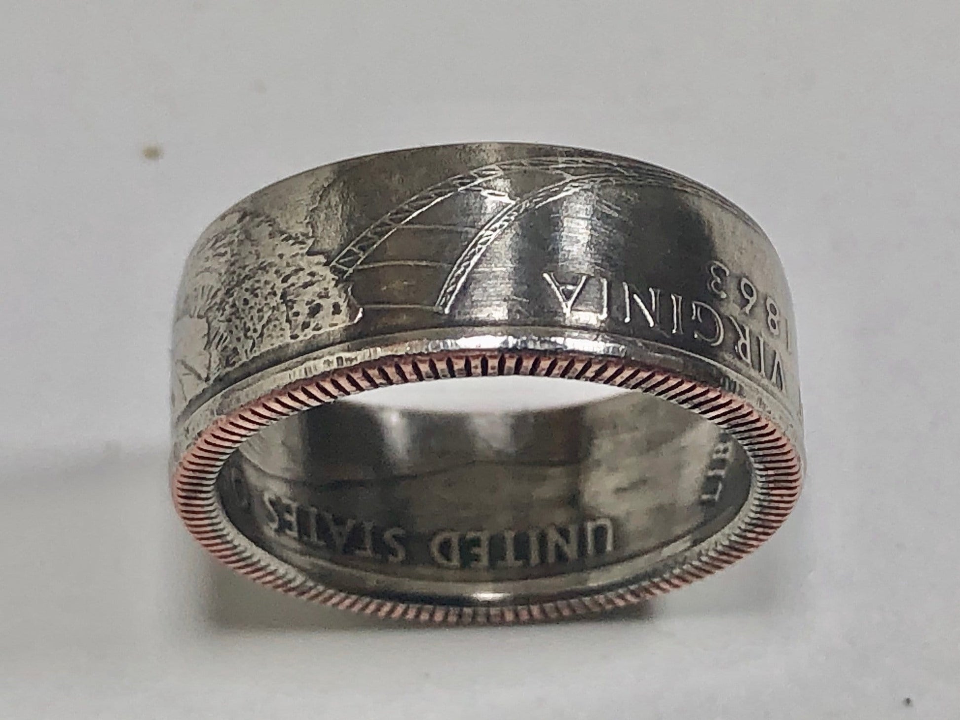USA Ring West Virginia State Quarter Coin Ring Hand Made
