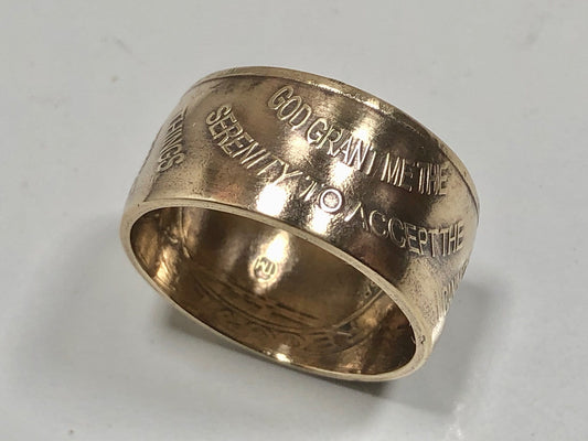 Sobriety Ring AA Coin Ring - Addiction Ring Coin Ring - Serenity Prayer Drugs and Alcohol abuse Sober Recovery Rings Hand Made to Order