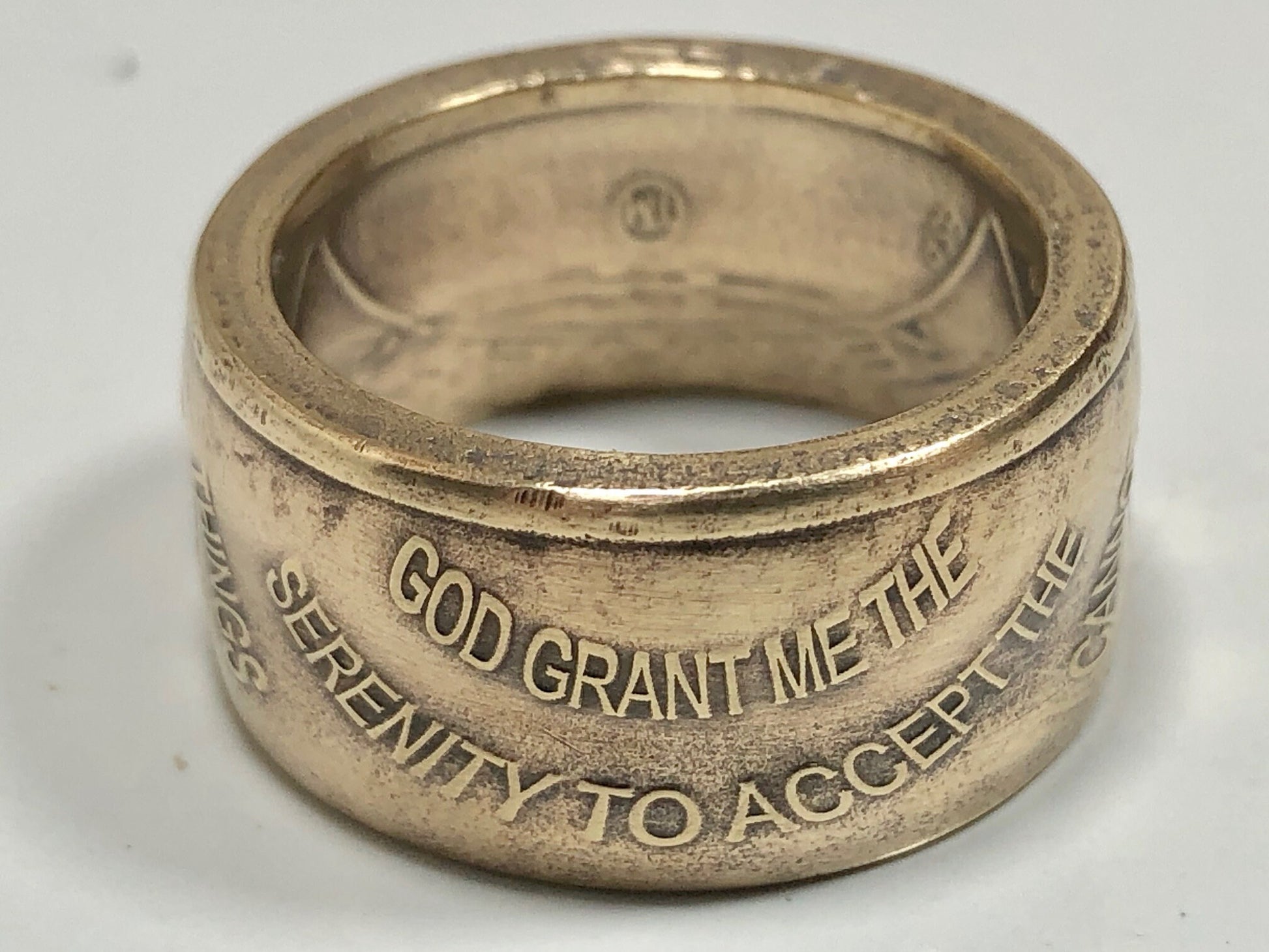 Sobriety Ring AA Coin Ring - Addiction Ring Coin Ring - Serenity Prayer Drugs and Alcohol abuse Sober Recovery Rings Hand Made to Order