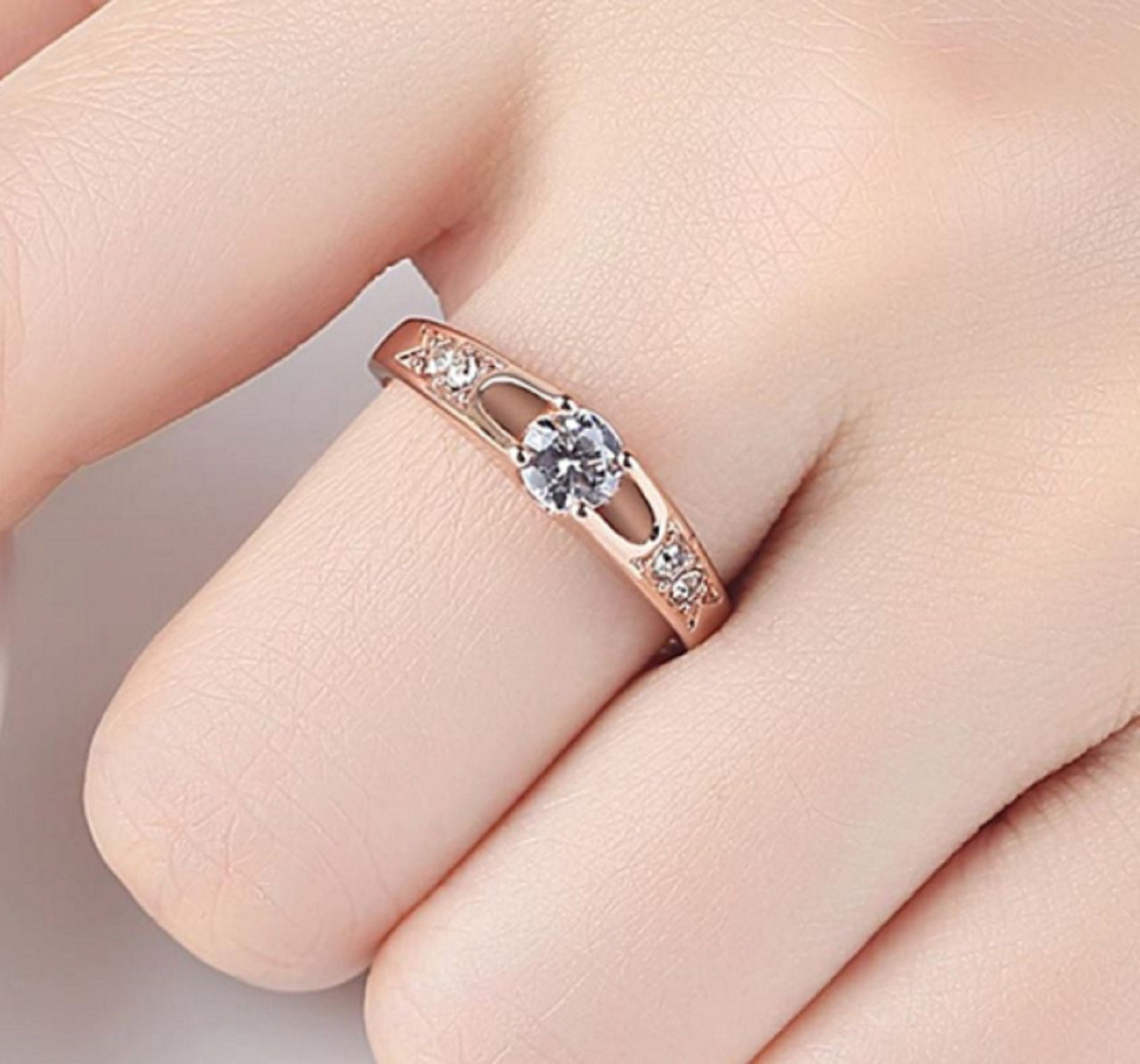 Rose Gold Colour Ring 0.5 Ct Zirconia Ring - Anniversary & Wedding, Friendship