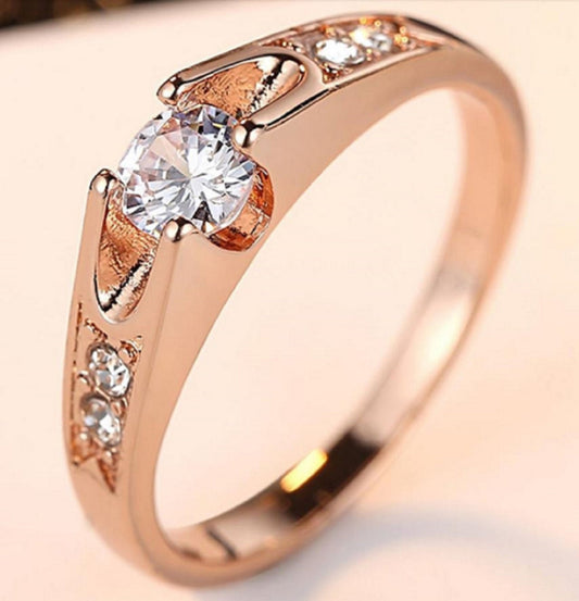 Rose Gold Colour Ring 0.5 Ct Zirconia Ring - Anniversary & Wedding, Friendship