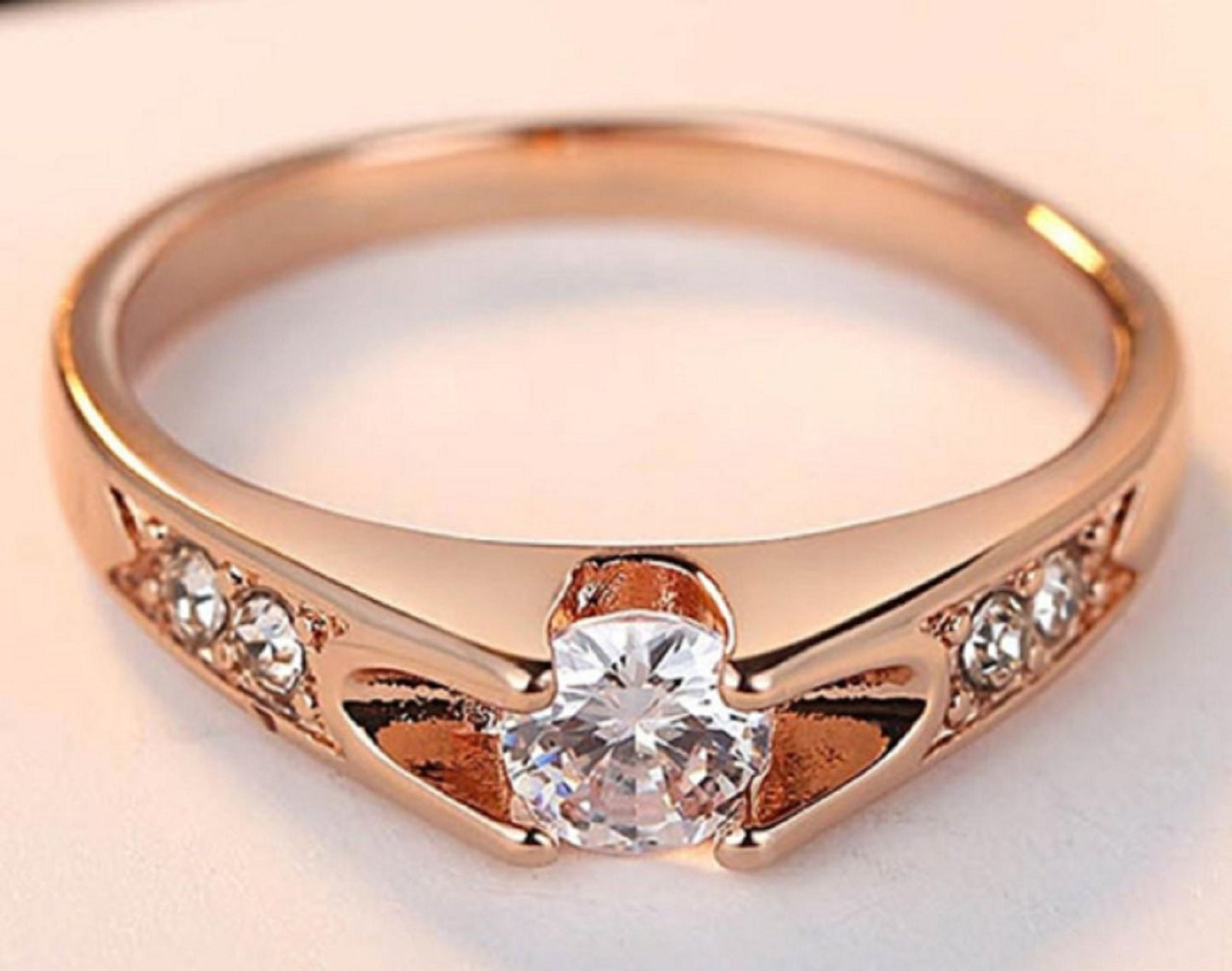 Rose Gold Colour Ring 0.5 Ct Zirconia Ring - Anniversary & Wedding, Friendship