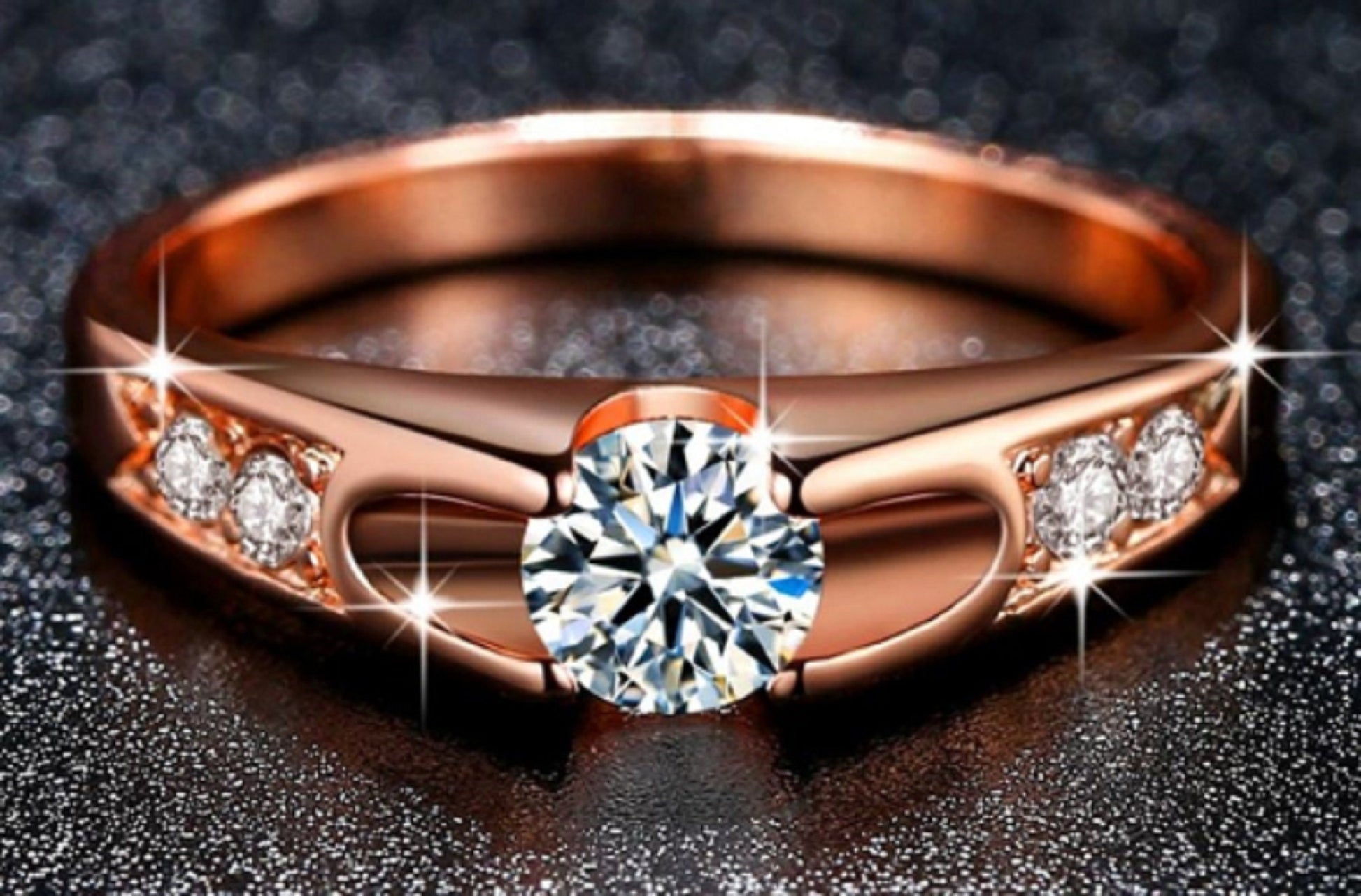 Rose Gold Colour Ring 0.5 Ct Zirconia Ring - Anniversary & Wedding, Friendship