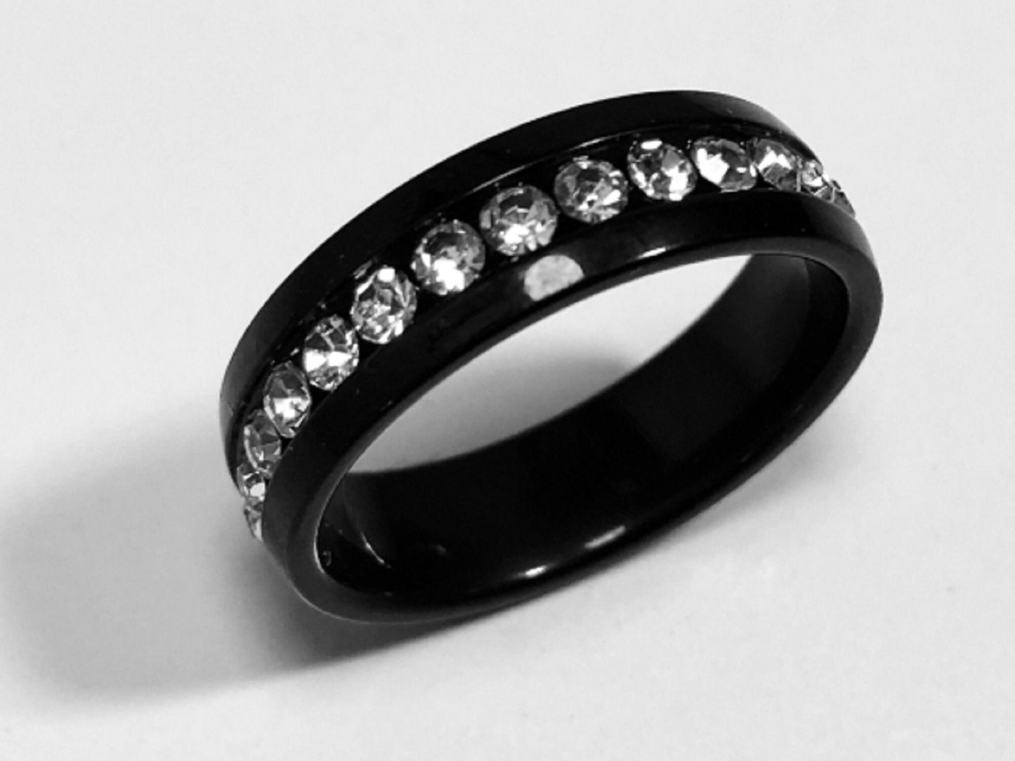 Black Zirconia Eternity Titanium Ring Stainless Steel - Anniversary & Wedding, Friendship, Anniversary, Birthday, Promise, Just Because