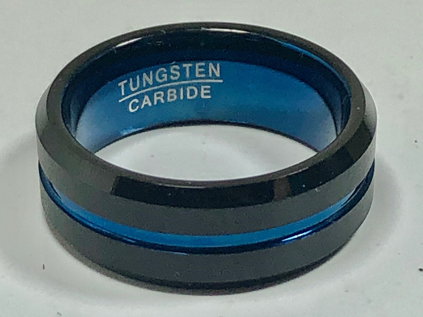 Tungsten Carbide Vintage Wedding Band Ring Black/Blue For Men - Anniversary & Wedding - Friendship - Anytime, Best Friend