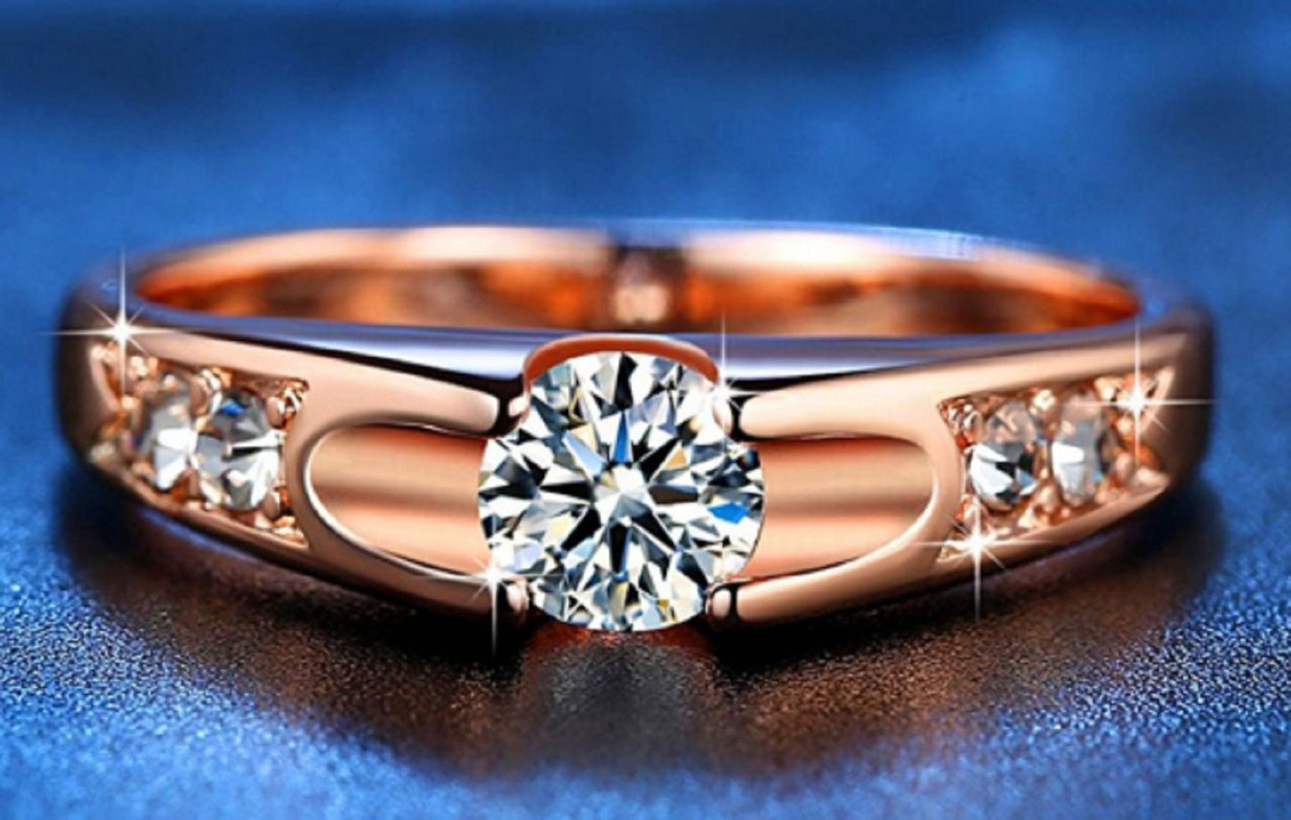 Rose Gold Colour Ring 0.5 Ct Zirconia Ring - Anniversary & Wedding, Friendship