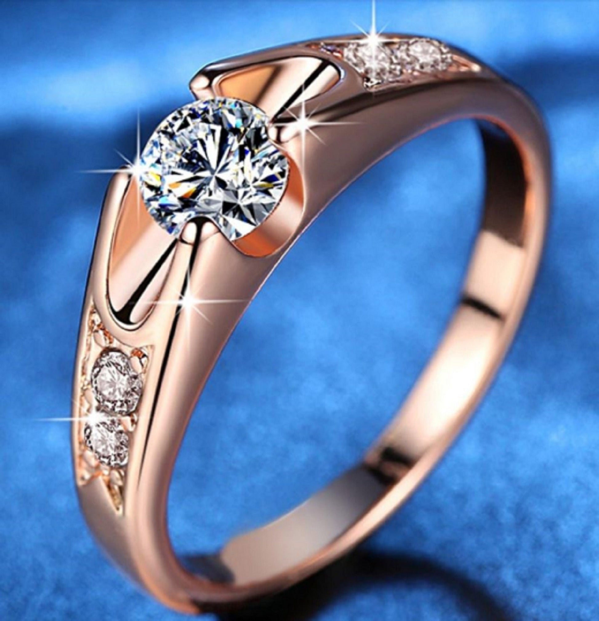 Rose Gold Colour Ring 0.5 Ct Zirconia Ring - Anniversary & Wedding, Friendship