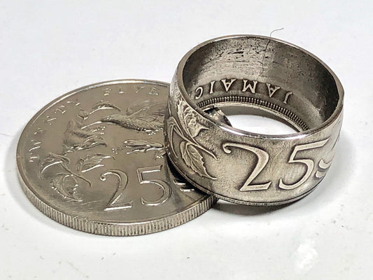 Jamaica Ring 25 Cent Jamaican Coin Ring Handmade Personal Jewelry Ring Gift For Friend Coin Ring Gift For Him Her World Coin Collector