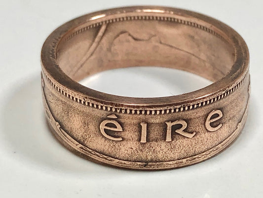 Ireland Coin Ring 2 Pence Irish Eire Harp Lucky Irish Handmade Custom For Gift For Friend Coin Ring Gift For Him Coin Collector, World Coins