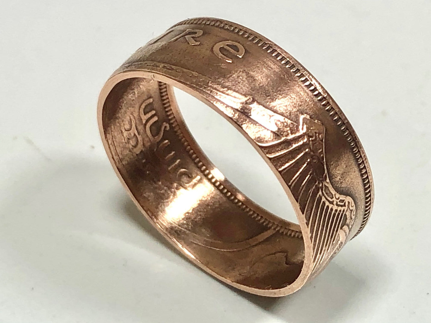 Ireland Coin Ring 2 Pence Irish Eire Harp Lucky Irish Handmade Custom For Gift For Friend Coin Ring Gift For Him Coin Collector, World Coins