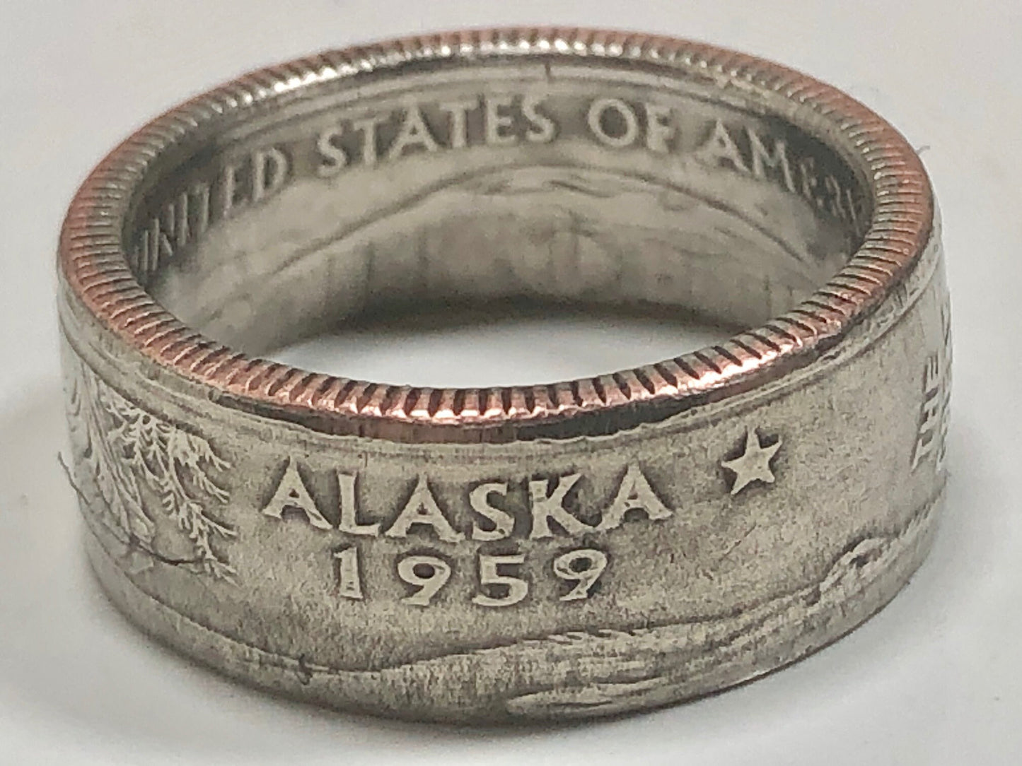 Alaska Ring - USA United States State Quarter Coin Ring - Handmade