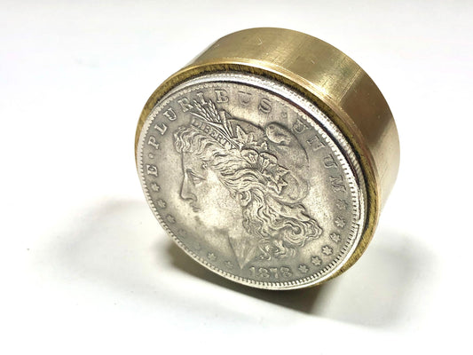 US Morgan Dollar Coin Pillbox 1878 Replica Vintage Antique Stash Snuff Box, Tobacco Box, Keepsake, Men's Gift Jewelry, World Coin Collector
