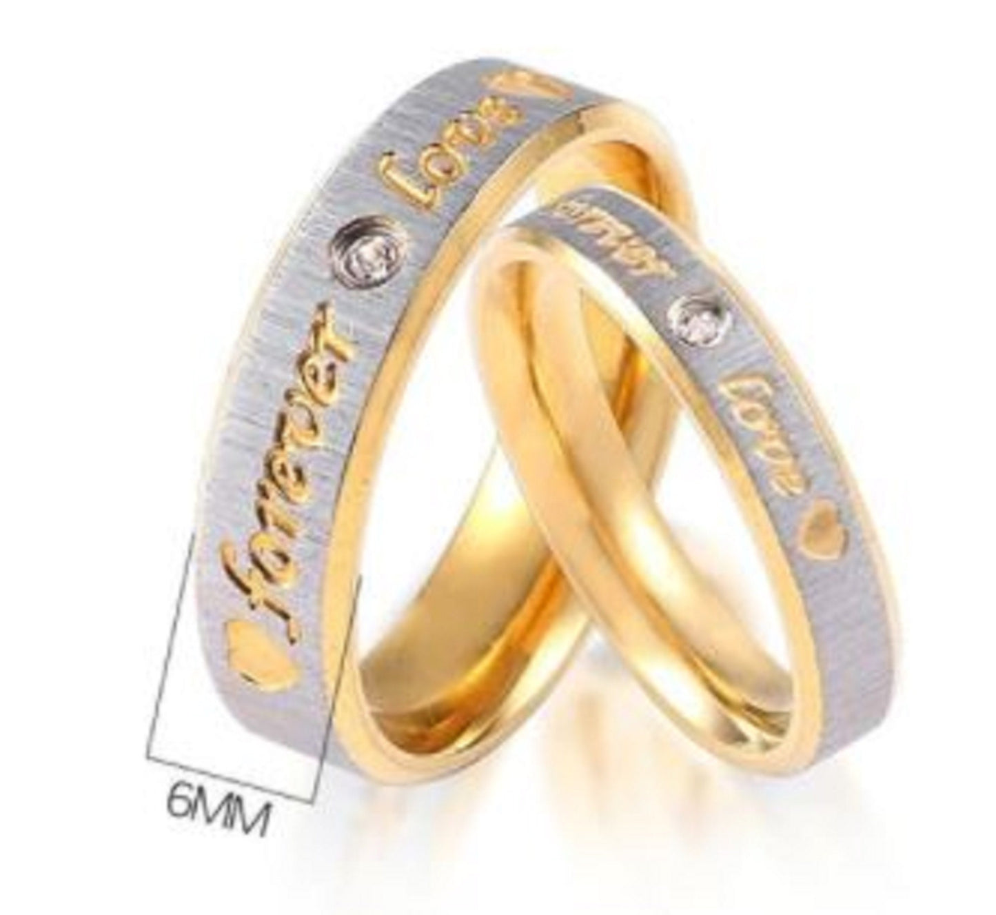 Couples "Forever Love" Ring Set for Him & Her - Friendship, Promise, Engagement, Wedding, Stainless Steel