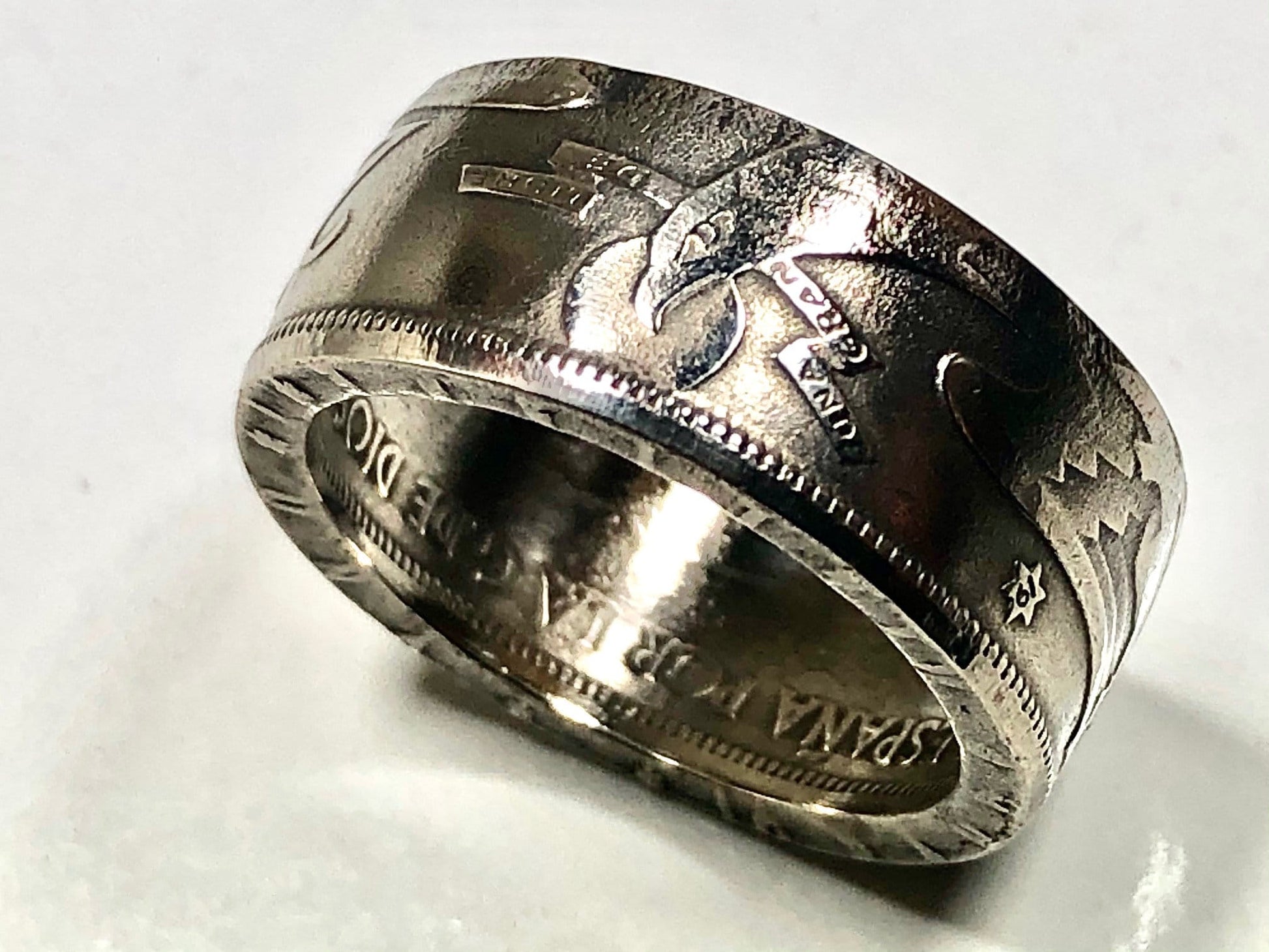 Spain Ring 25 PTAS Spanish Ring Vintage Handmade Jewelry Gift Charm For Friend Coin Ring Gift For Him Her World Coins Collector