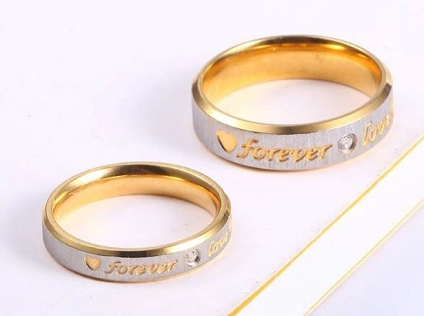 Couples "Forever Love" Ring Set for Him & Her - Friendship, Promise, Engagement, Wedding, Stainless Steel