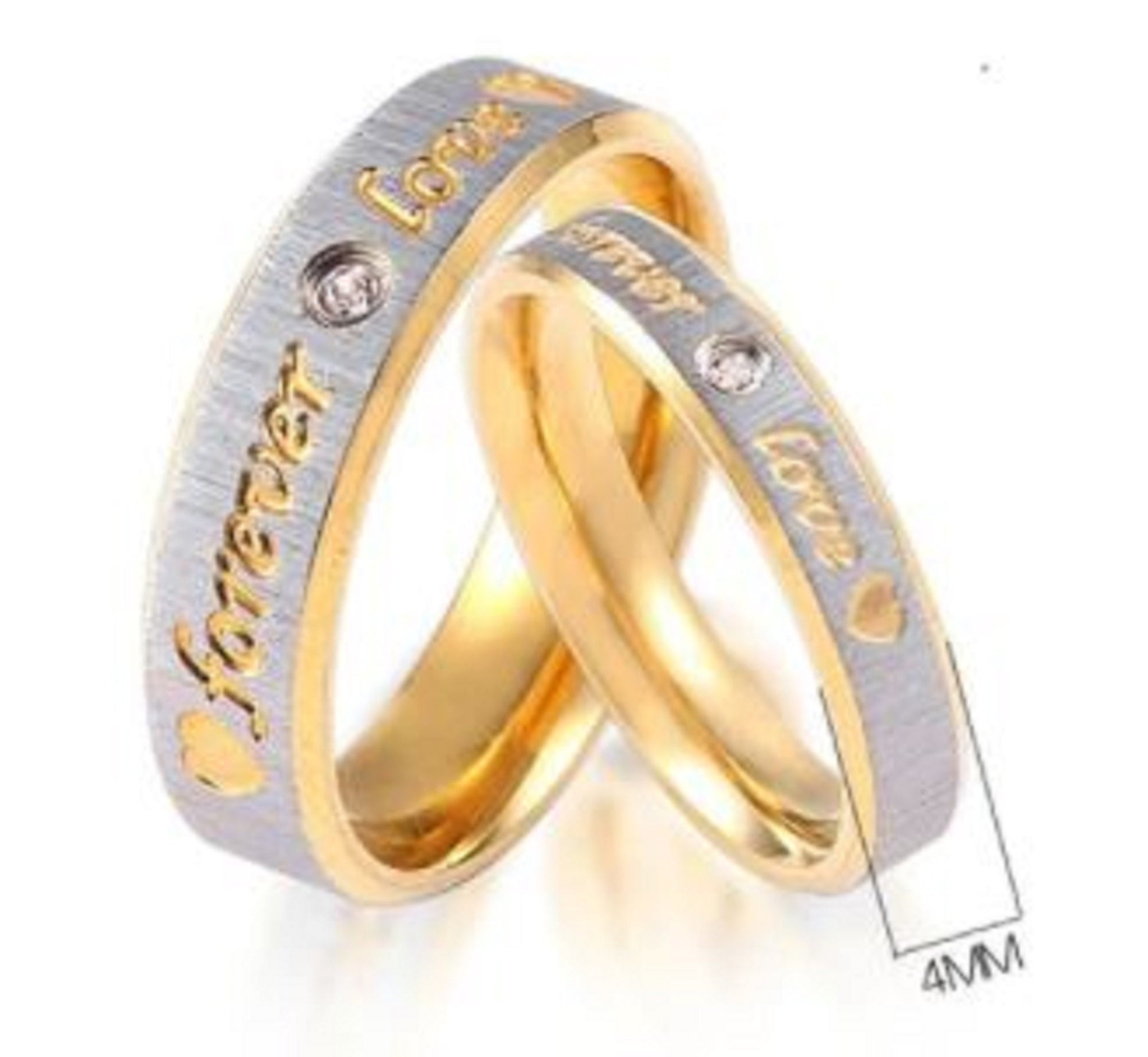 Couples "Forever Love" Ring Set for Him & Her - Friendship, Promise, Engagement, Wedding, Stainless Steel