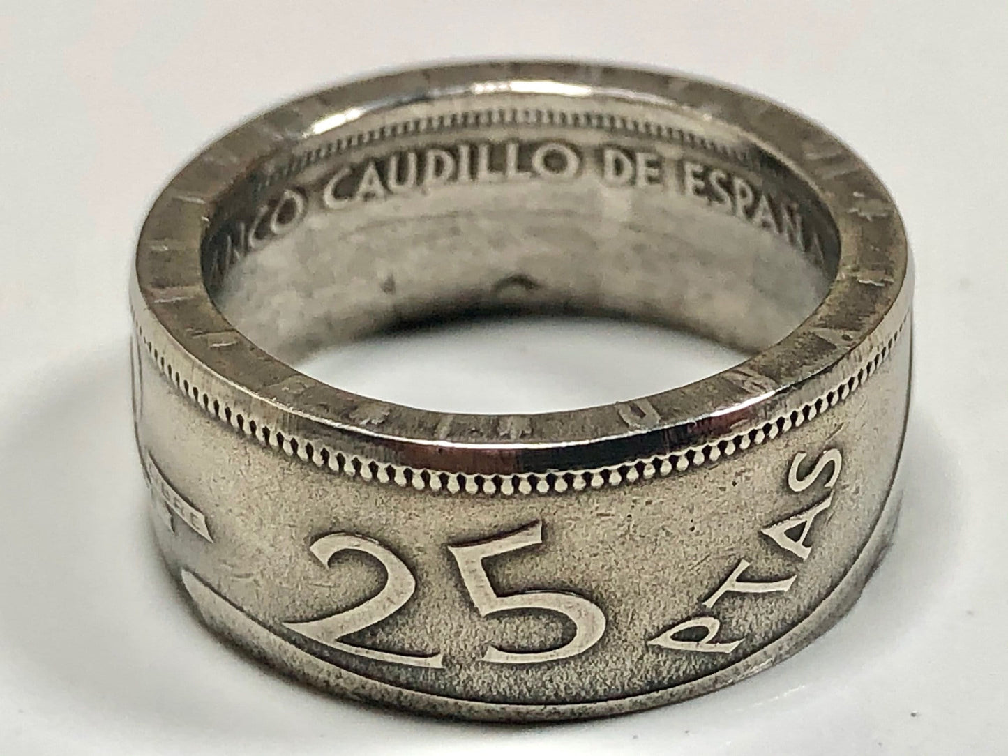 Spain Ring 25 PTAS Spanish Ring Vintage Handmade Jewelry Gift Charm For Friend Coin Ring Gift For Him Her World Coins Collector