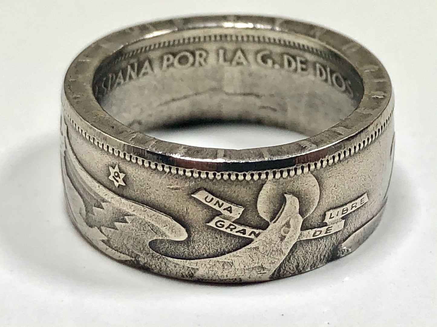 Spain Ring 25 PTAS Spanish Ring Vintage Handmade Jewelry Gift Charm For Friend Coin Ring Gift For Him Her World Coins Collector