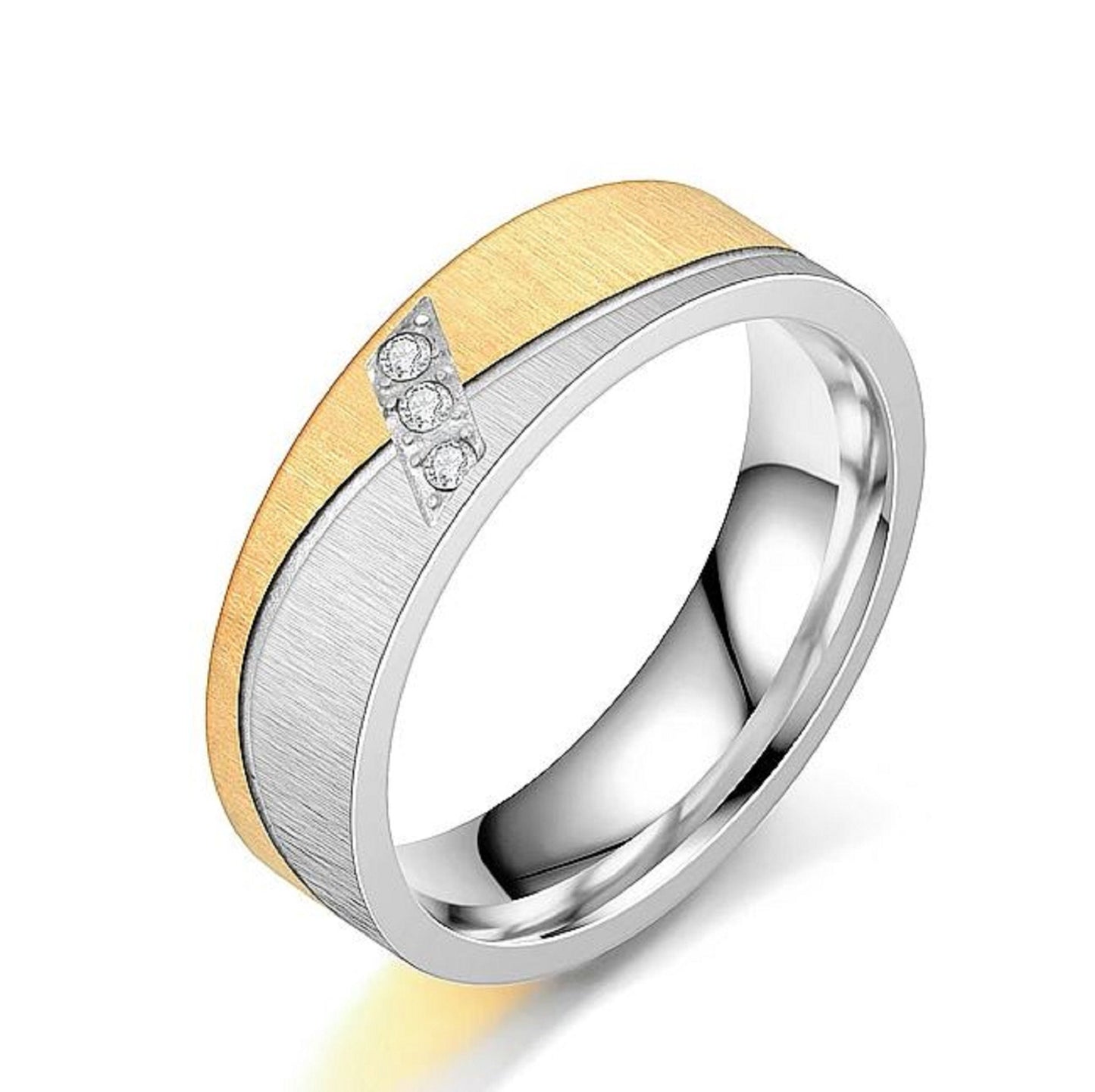 Cubic Zirconia Couples Ring Set Lovers Stainless Steel Bague Gold Color Friendship, Promise, Engagement, Wedding, Rings