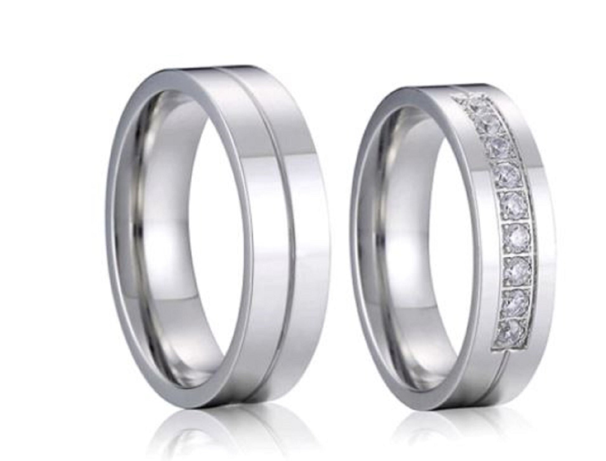 Titanium Steel Couples Ring Set for Him & Her Cubic Zirconia Friendship, Promise, Engagement, Wedding