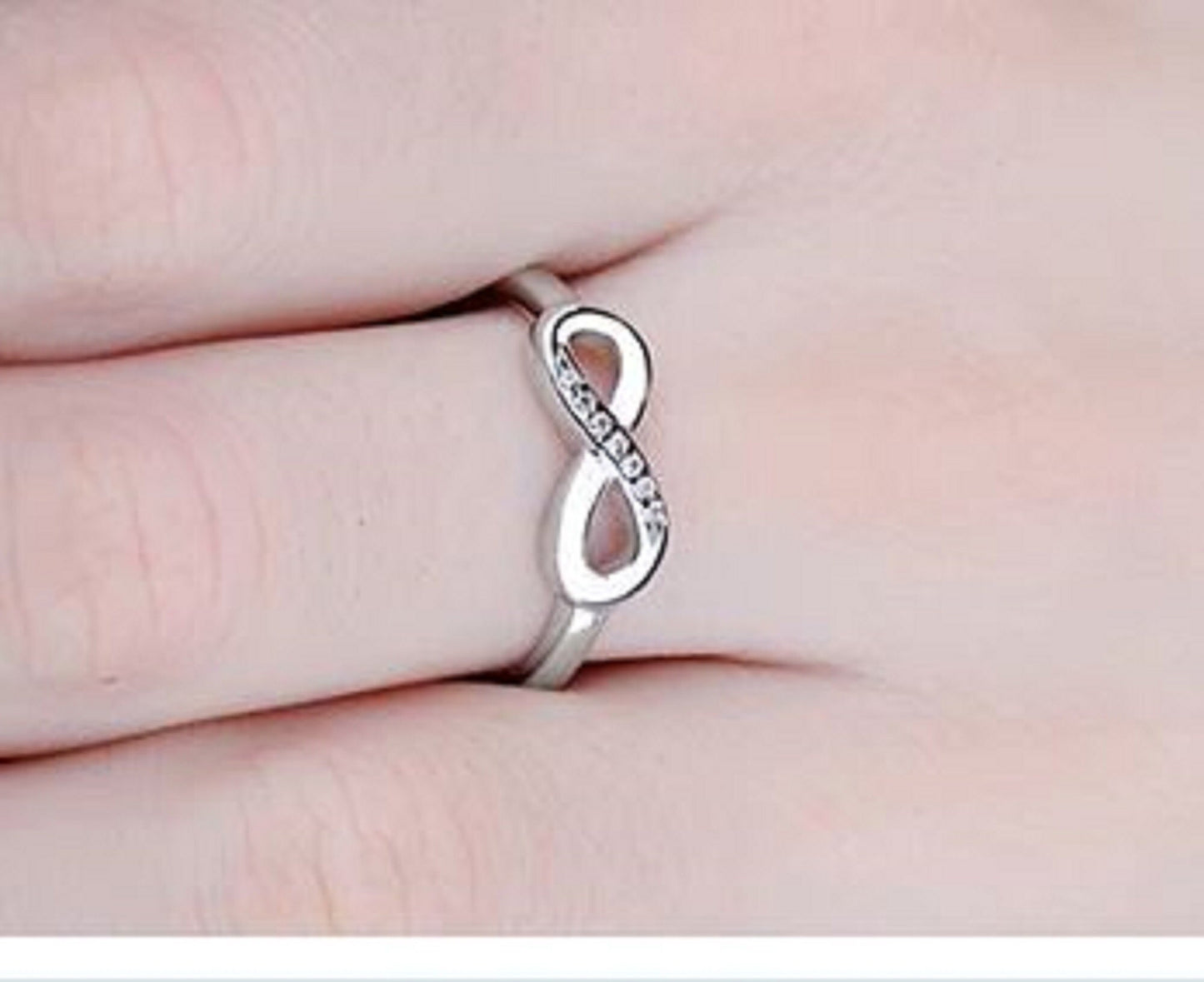 Infinity Ring Cubic Zirconia Sterling Silver Friendship, Promise, Engagement, Wedding, Birthday, Mother's Day