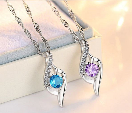 Crystal Zirconia Heart Pendant Necklace Sterling Silver Plated - Birthday, Mother's Day, Friendship, Love