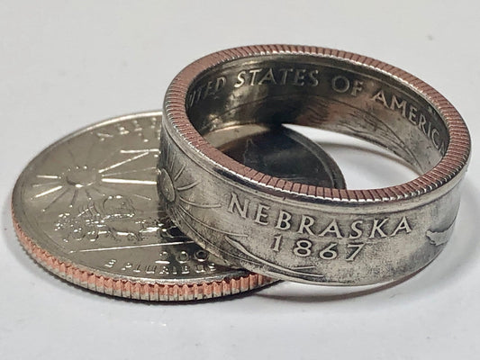 Nebraska Ring State Quarter Coin Ring Hand Made