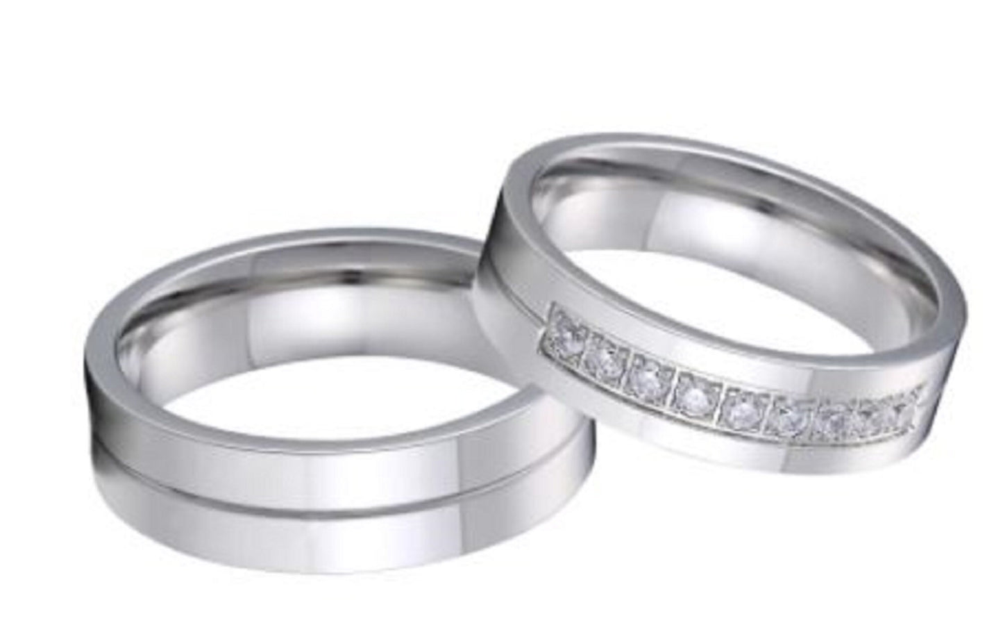 Titanium Steel Couples Ring Set for Him & Her Cubic Zirconia Friendship, Promise, Engagement, Wedding