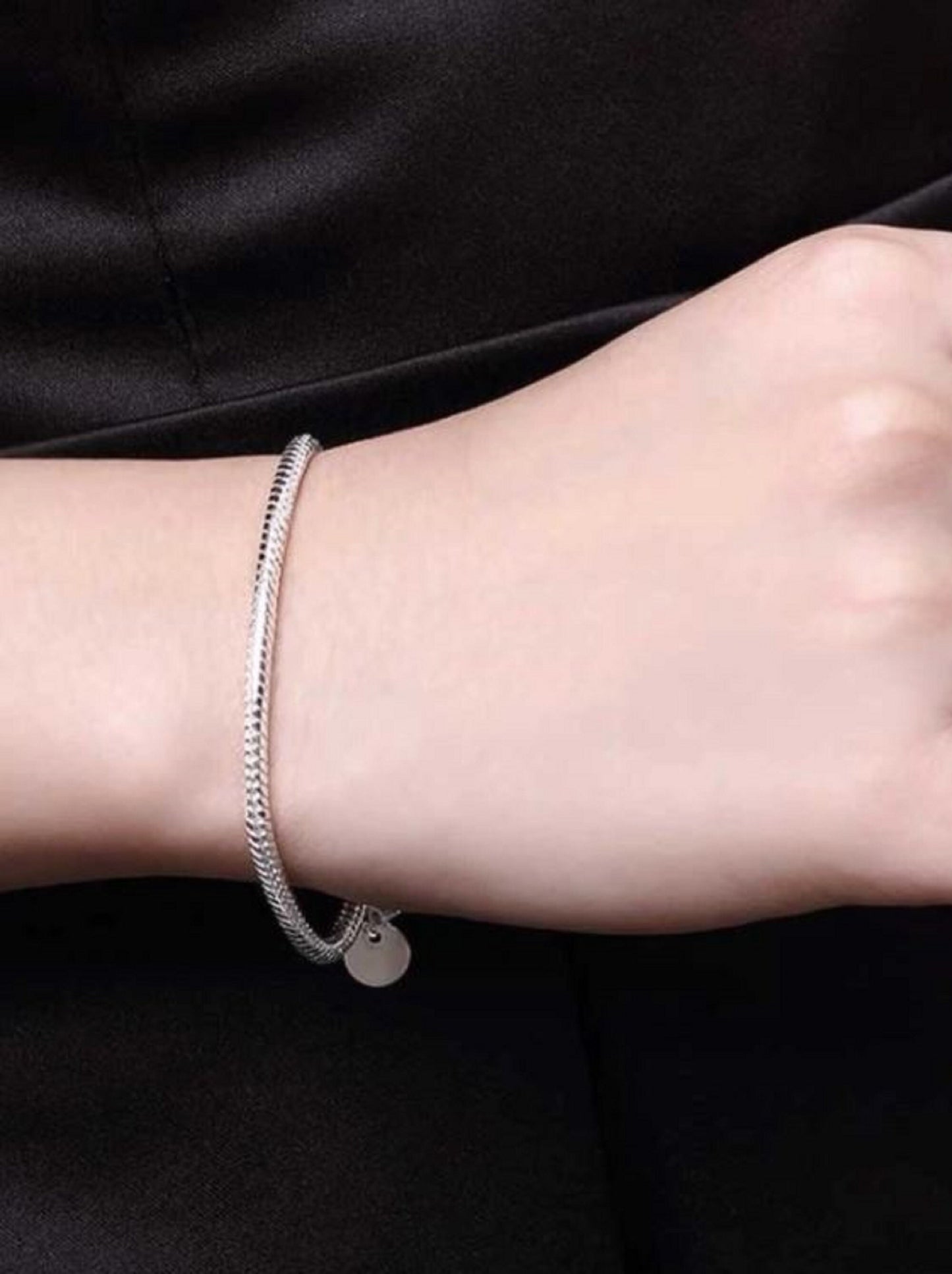 Sterling Silver Snake Chain Bracelet for Women - Friendship Bracelets & Bangles, Mother's Day, Just Because, Minimalistic, Her