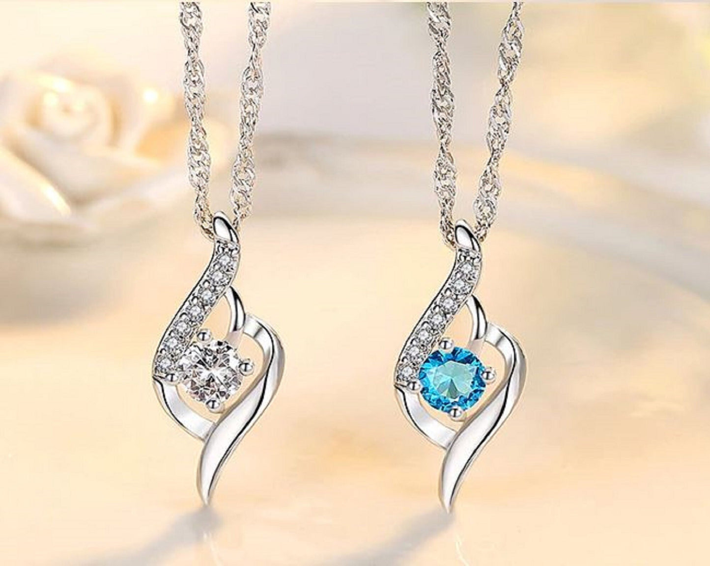 Crystal Zirconia Heart Pendant Necklace Sterling Silver Plated - Birthday, Mother's Day, Friendship, Love