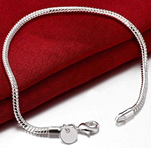 Sterling Silver Snake Chain Bracelet for Women - Friendship Bracelets & Bangles, Mother's Day, Just Because, Minimalistic, Her
