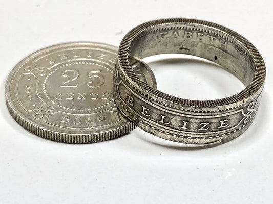 Belize Ring Belize 25 Cent Coin Ring Handmade Personal Jewelry Charm Ring Gift For Friend Coin Ring Gift For Him Her World Coin Collector