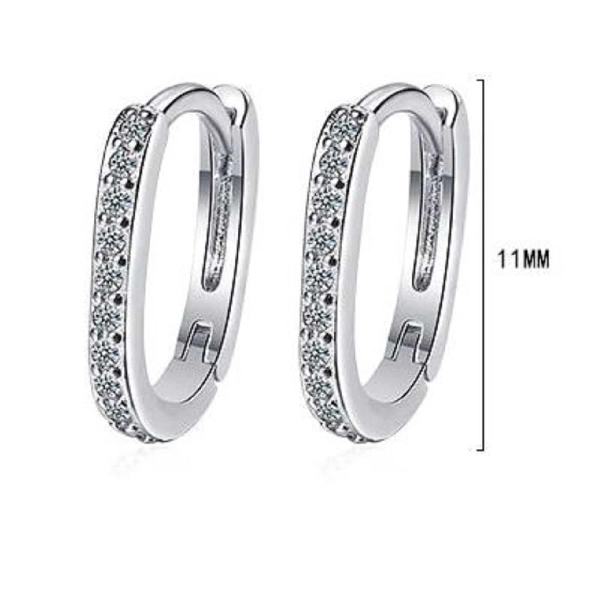 Sterling Silver Cubic Zirconia Hoop Earrings Women Fashion Jewelry - Friendship, Promise, Mother's Day, Birthday, Just Because, Gift