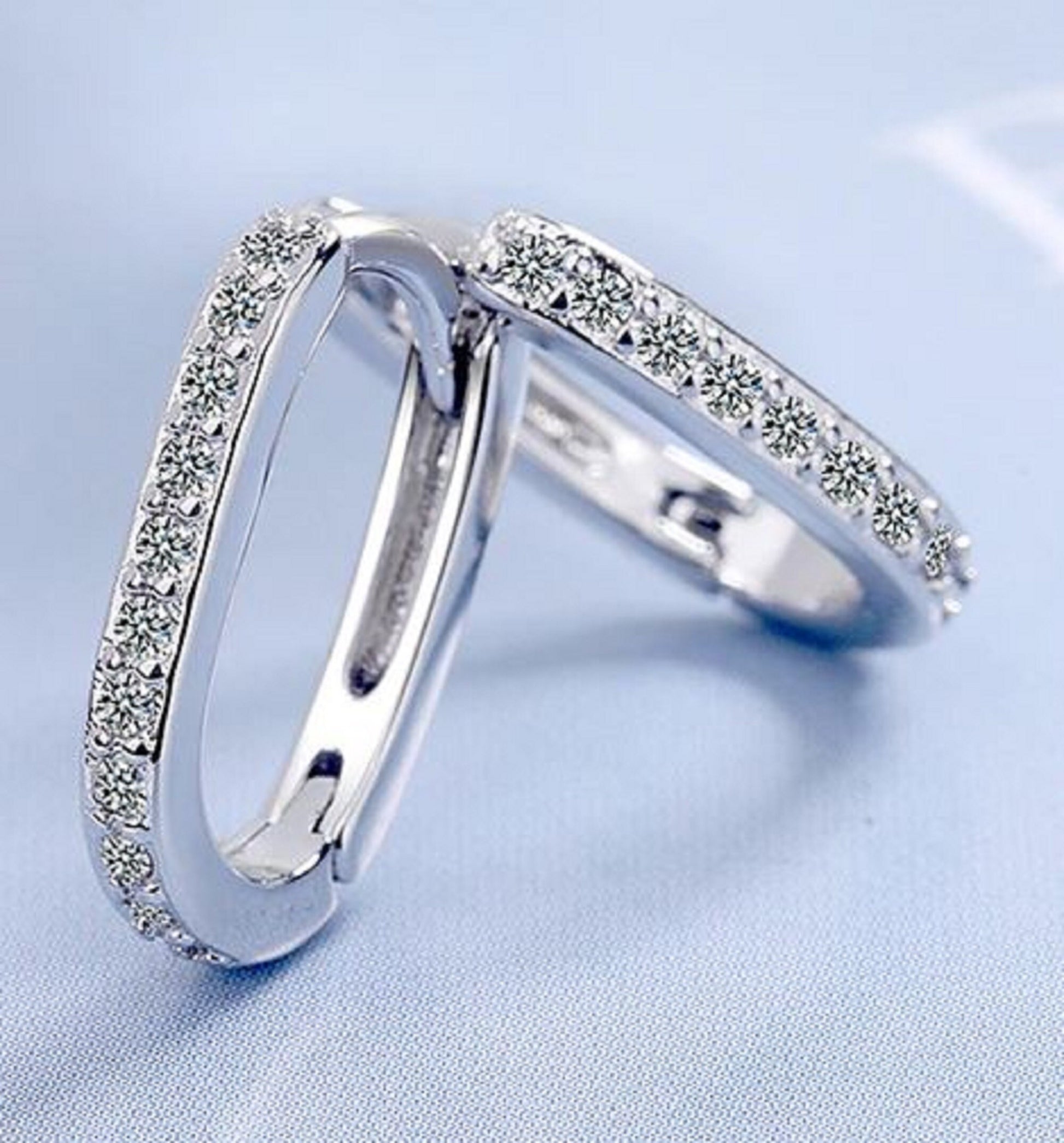 Sterling Silver Cubic Zirconia Hoop Earrings Women Fashion Jewelry - Friendship, Promise, Mother's Day, Birthday, Just Because, Gift