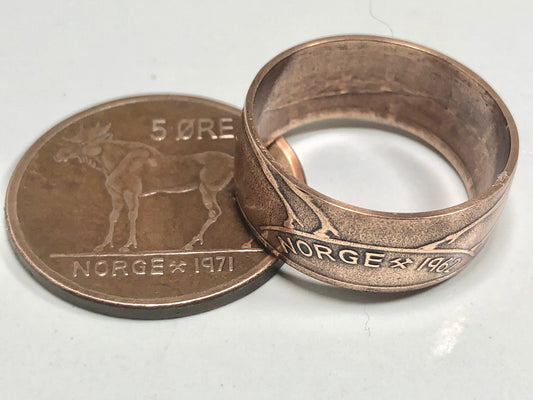 Norway 5 Ore Norwegian Coin Ring Handmade Personal Jewelry Ring Gift For Friend Coin Ring Gift For Him Her World Coin Collector