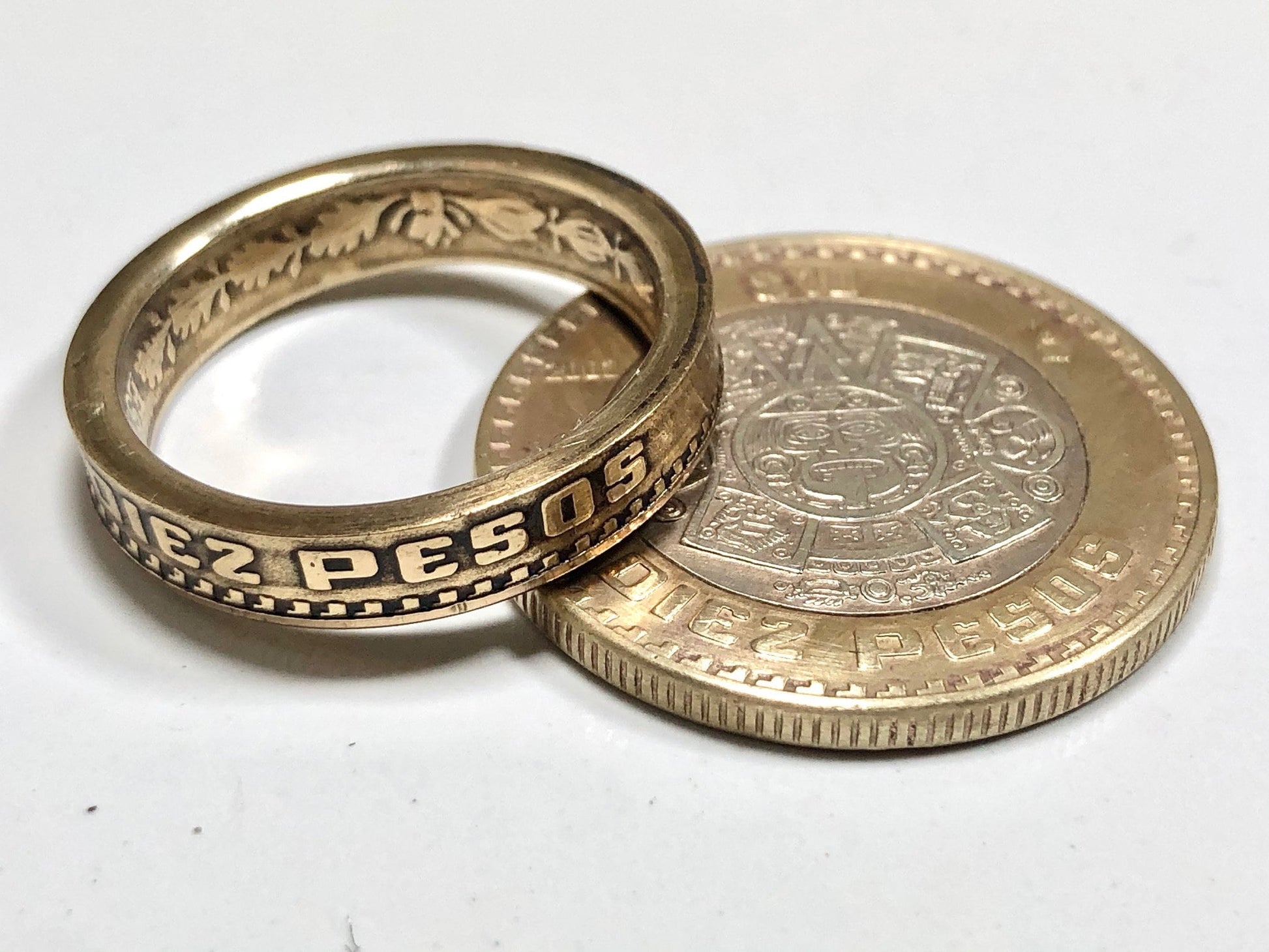 Vintage Mexico Ring Mexican 10 Peso Coin Ring Handmade Personal Jewelry Ring Gift For Friend Coin Ring Gift For Him Her World Coin Collector