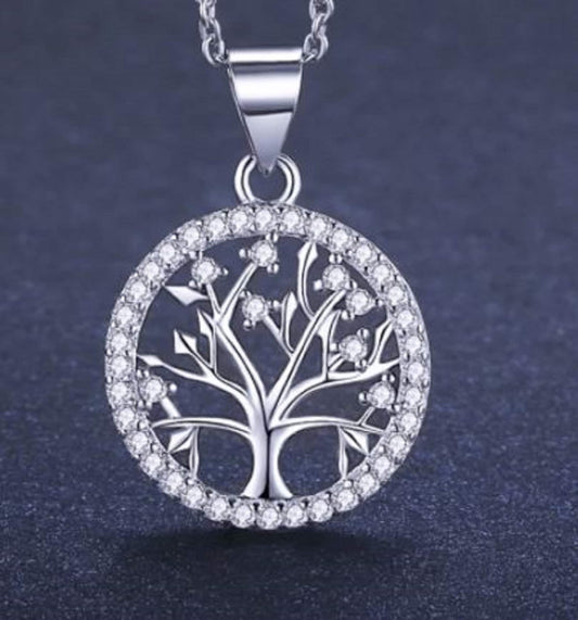 Sterling Silver Tree of Life Necklace with Cubic Zirconia - Friendship, Promise, Mother's Day, Birthday, Just Because